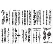 Kollektion av kroppskonst-tatueringsklistermärken, tribala tatueringsklistermärken, enkla att applicera tillfälliga tatueringar med mystisk och