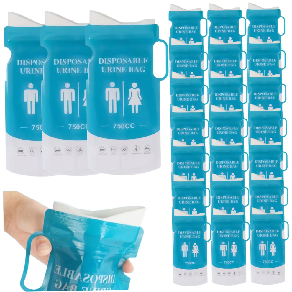 24 Pack Disposable Urine Bags 750ml Emergency Urinal for Men  Women, LeakProof Pee Bags for Road Trips, Camping, Hiking, Patients,