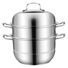 1 Set Steamer Stainless Steel Stock Pot Induction Pot Steam Pan Large Stock Pot with Lid Soup Pots ThreeLayer Pot Steamer Silver Stainless Steel