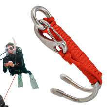 Double Reef Hook Double Hook Stainless Steel Double Diving Hook Safety Equipment with ORing for Underwater Activities in Cave and Drift red