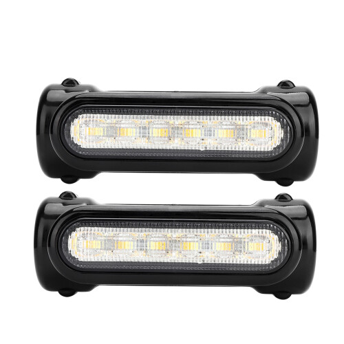 Luz de condução Switchback para barra de proteção de motocicleta, piscas de LED com LED bicolor e encaixe universal de 1-1/4 polegadas, à prova