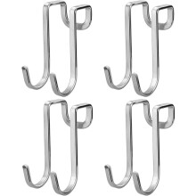 Crochets de porte multifonctionnels, lot de 4, en acier inoxydable robuste, installation facile, double crochets pour sacs, serviettes et manteaux,