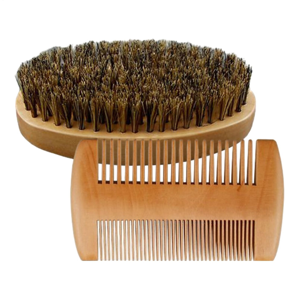 Beard Brush and Comb Set  Hair Beard Shaving Brush and Comb Set, TravelFriendly Styling Grooming Tools for Facial Massage