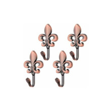 Patères murales décoratives avec ferrures vintage, motif floral élégant, parfaites pour une décoration shabby chic, lot de 4, robustes et