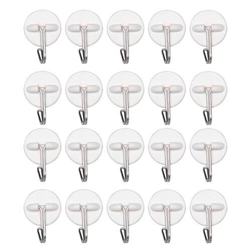 Εύκολη εγκατάσταση αυτοκόλλητων γάντζων τοίχου, 20 τεμάχια διαφανή γάντζοι από