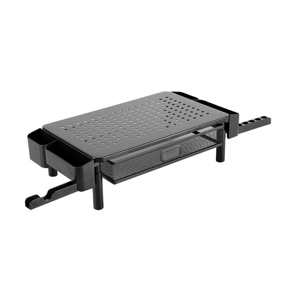 Adjustable Metal Stand With Ventilation Drawers And Side Storage Height For Laptop, Screen Stand, Desk Organizer 9365049562072