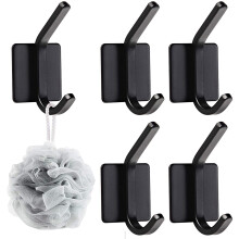 Crochets adhésifs noir mat, crochets doubles étanches en aluminium spatial pour une large gamme d'applications dans la salle de bain, la cuisine et