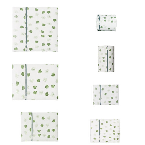 Anti Deformation Laundry Net Bag With Secure-green leaves