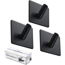 Ensemble d'accessoires de salle de bain, crochet mural adhésif en acier inoxydable noir mat, sans perçage, forte adhérence, idéal pour suspendre
