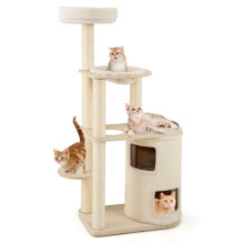Árvore para gatos - HELLOSHOP26 - 2 níveis - 70 x 39 x 151 cm - Madeira compensada - Almofada lavável