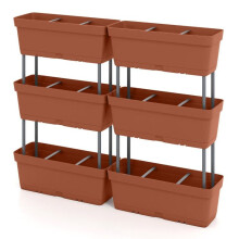 Jardinières verticales - HELLOSHOP26 - Lot de 6 - 49 x 16 x 81 cm - Système de drainage intelligent - Rouge