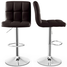 Cadeiras de Bar - HELLOSHOP26 - Lote de 2 - Couro PU - Altura ajustável 65-85 cm - Assento giratório