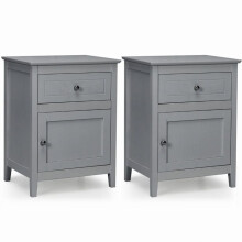 Mesas de cabeceira - HELLOSHOP26 - Conjunto de 2 - MDF e madeira de pinho - 48x38x63,5 cm - Gaveta deslizante