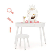 Ensemble de coiffeuse pour enfants 70 x 34 x 99 cm avec miroir éclairé réglable