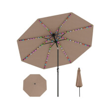 Parasole da patio solare - HELLOSHOP26 - 3 m - 96 luci LED - Inclinazione regolabile - Caffè