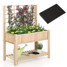 Jardinière surélevée avec treillis structure de jardinage 116 x 59 x 150 cm assise ergonomique