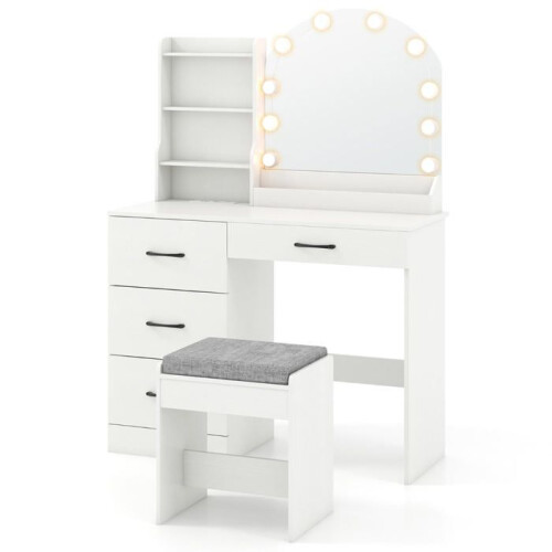 Ensemble coiffeuse et tabouret dimensions 100 x 40 x 140 cm miroir led 3 couleurs