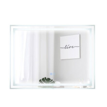 Miroir de salle de bain - HELLOSHOP26 - Rectangulaire 80x60 cm - Éclairage LED - Antibuée - Aluminium