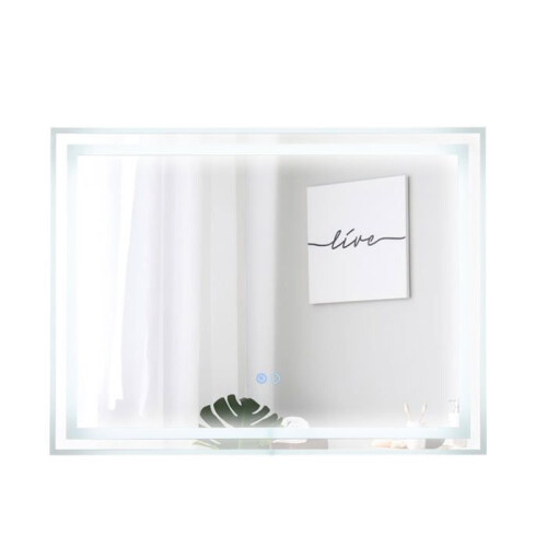 Espelho de banheiro - HELLOSHOP26 - Retangular 80x60 cm - Iluminação LED - Antivapor - Alumínio