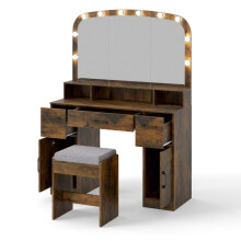 Coiffeuse avec miroir et éclairage 108 x 40 x 149 cm station de charge ergonomique