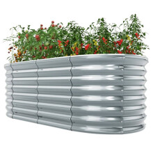 Jardinière surélevée ovale - HELLOSHOP26 - 165 x 80 x 60 cm - Métal robuste - Bords arrondis - Drainage efficace