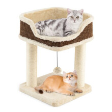 Árvore para gatos - HELLOSHOP26 - 3-em-1 - Bege - 38 x 38 x 51 cm - Confortável e compacto