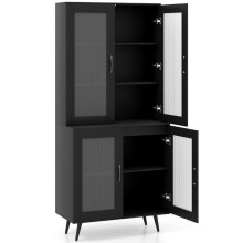 Buffet - HELLOSHOP26 - 4 transparente Türen - 80 x 40 x 178,5 cm - Elegant und praktisch - Optimale Aufbewahrung