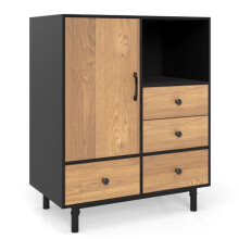 Buffet - HELLOSHOP26 - Buffet com armazenamento autônomo - Preto - Design moderno - 80 x 45,5 x 97,5 cm