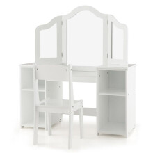 Coiffeuse pour enfants 2 en 1 - HELLOSHOP26 - Miroir amovible - Design rose et blanc - Sécurisée et polyvalente