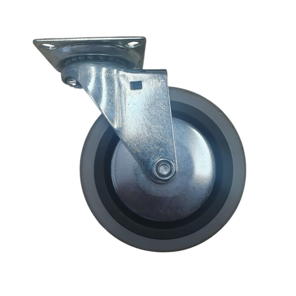 Caster Wheel, 10.2 Cm, Thermoplastic Rubber, 100 Mm, On Plate, Gray 9426802063547