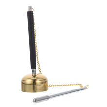 Telescopic Jade Hand Bell Mandir Buddha Instrument Tibetan Singing Bowl Tingsha Silver 15X5X5CM