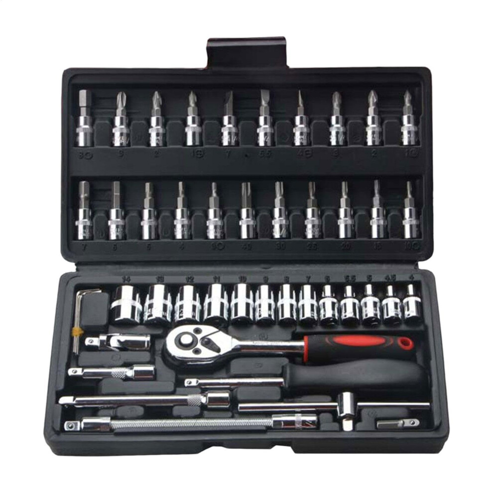 46Piece Auto Repair Socket Set 1/4 Inch Drive Socket Wrench Set Tool For Torque Wrench And Vehicle Maintenance 9365049563734