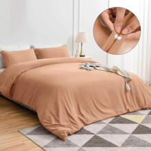 (Peach, Single (137 x 200 cm)) [BACK TO SCHOOL] Oxford Homeware 3-Piece Solid Microfiber Duvet Cover Set – Ultra-Soft, Hypoallergenic Bedding with