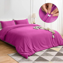 (Purple, Single (137 x 200 cm)) [BACK TO SCHOOL] Oxford Homeware 3-Piece Solid Microfiber Duvet Cover Set – Ultra-Soft, Hypoallergenic Bedding with
