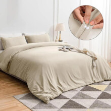 (Cream, Single (137 x 200 cm)) [BACK TO SCHOOL] Oxford Homeware 3-Piece Solid Microfiber Duvet Cover Set – Ultra-Soft, Hypoallergenic Bedding with