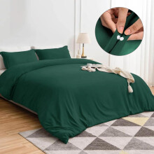 (Emerald, King  (230 x 220 cm)) [BACK TO SCHOOL] Oxford Homeware 3-Piece Solid Microfiber Duvet Cover Set – Ultra-Soft, Hypoallergenic Bedding with
