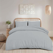 (Grey, Single) Microfiber Duvet Cover Set - Plain Dyed, Ultra Soft, Hypoallergenic Bedding with Pillowcases, Easy Care, Wrinkle