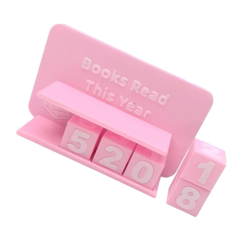 Reading Progress Counter 3D Printed Book Trackers Sign-Pink