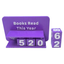 3D Printed Book Counter Sign Decors for Tracking Reading-Purple