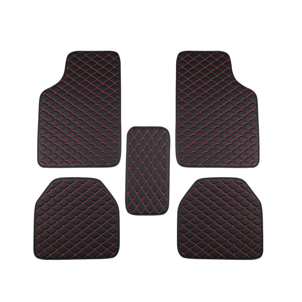 ( 5Pcs) Pu Leather Car Floor Mat, Waterproof & Dust-Proof Auto Foot Pad Set, Fashion Car Interior Accessories For Men & Women Black/White 5042208095988