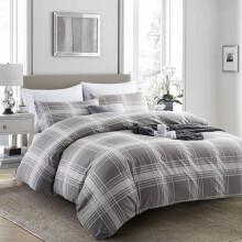 (CHECK, Single) Luxurious 4 Piece Microfiber Printed Duvet Cover Complete Set – Includes 1 Duvet Cover, 2 Pillowcases & 1 Fitted