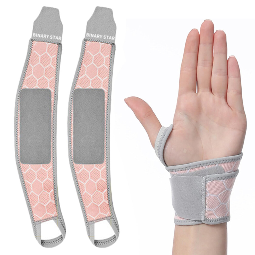 Wrist Bandages, Pack of 2 Wrist Support, Wrist Bandages, Gym, Suitable for Sports and Fitness, Housework (Pink)