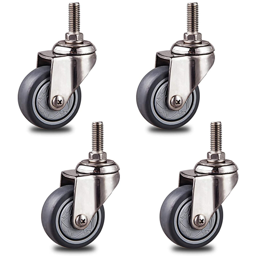 Replaceable Casters, 4Piece Tpr Casters For Furniture, Stainless Steel Swivel, Threaded Stem M10 X 25 Mm 9426802064698
