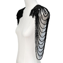 Pair Of Sequins Beads Fringe Shoulder Decorations For-Black