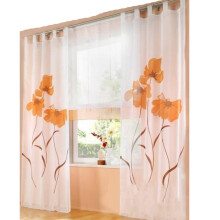 Floral Elegance: Printed Orange Flower Pattern, Classic Design, Breathable and Airy, Privacy Protection for Living Spaces (2 Panels)