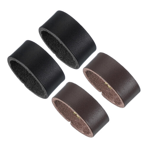 Leather Loop Keeper, 4 Pieces Leather Belt Loop Keepers Loop Bands Replacement for 1.3 Inch Wide Belts/Bands, Black/Coffee Color