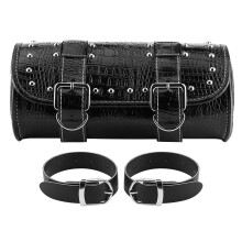Bolsa de guidão para motocicleta, acessório impermeável, bolsa lateral em couro PU, compartimento para ferramentas, design durável, aparência