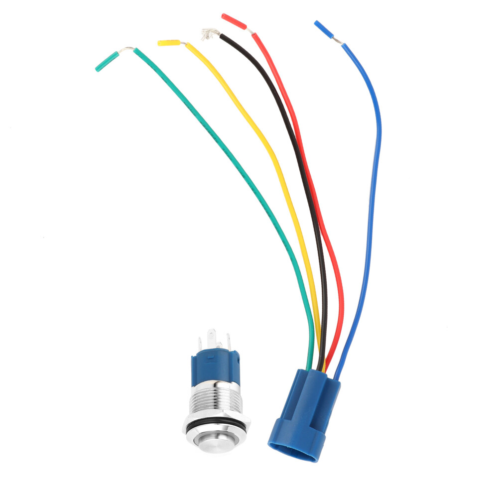 Push Button Latching Switch With Led Illumination 12V Car Compatible Metal Toggle Switch 1No 1Nc Contact Waterproof Self Resetting Function 3A 250Vac 9139052905801