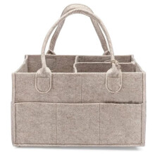 Nappy Caddy, Portable Baby Organiser with Removable Compartments, Baby Shower Gift, Grey (Beige)
