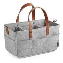 Baby Diaper Bag, Portable Nappy Organiser, Newborn Essentials for Diaper Caddy, Felt Baby Diaper Caddy, Nursery Storage Basket (Grey) Gray